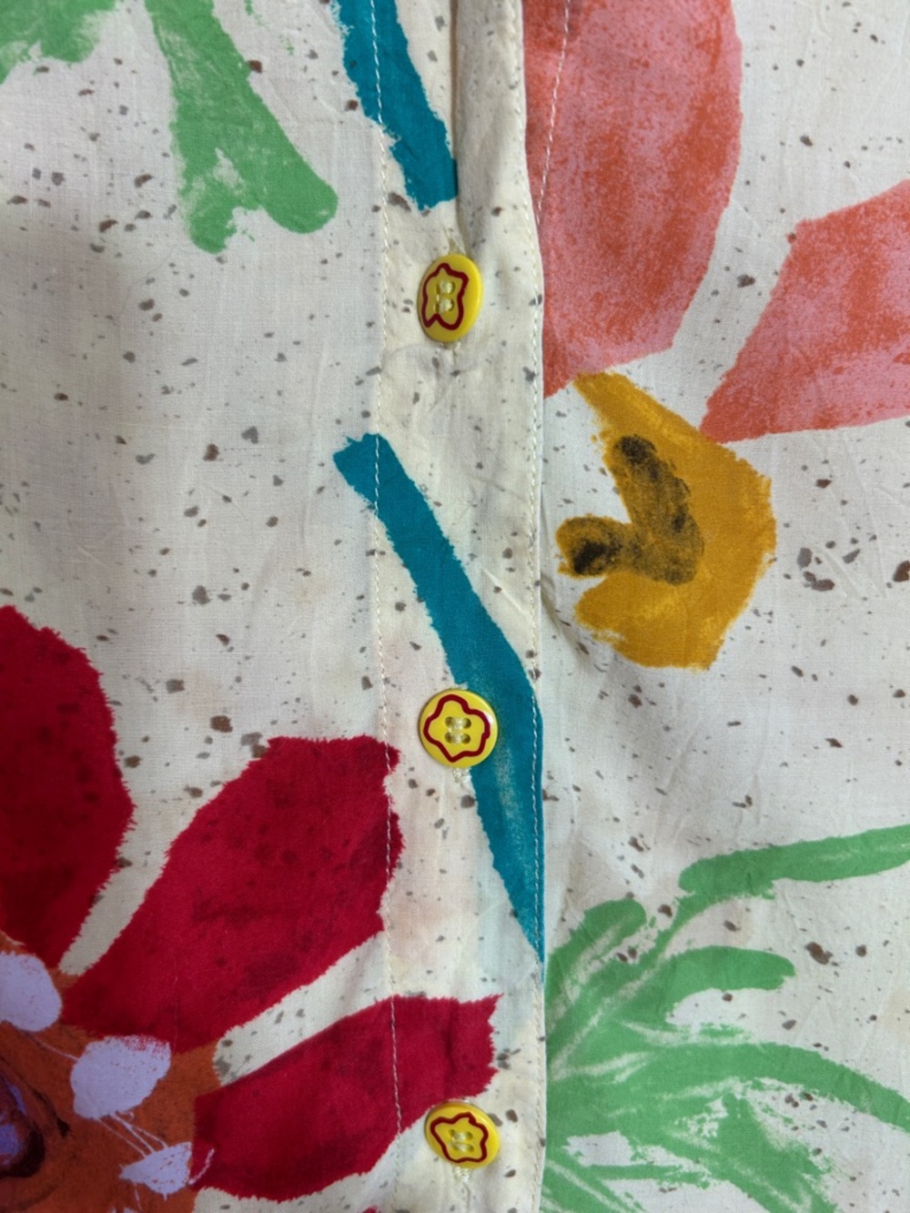 Jams World Vintage Yellow Chloe Hawaiian Floral Rayon Top size Large - Picture 7 of 7